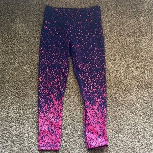 Zyia Navy Pink Splash Light n Tight Hi-rise 7/8 24” Size 6-8.
